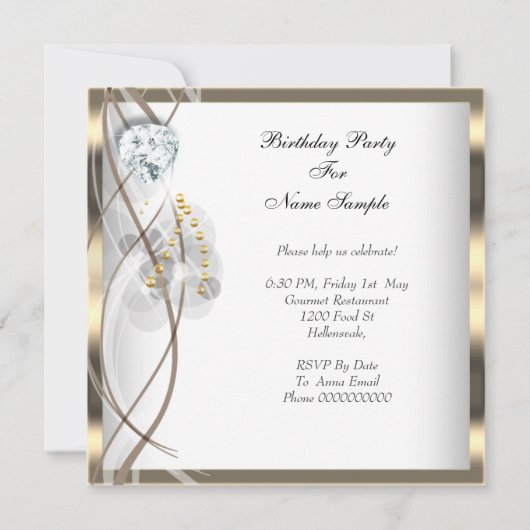 Gold Champagne High Heels Elegant Silver Birthday Kaart (Achterkant)