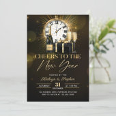 Gold Champagne juicht oudejaarsavond feest Kaart (Staand voorkant)