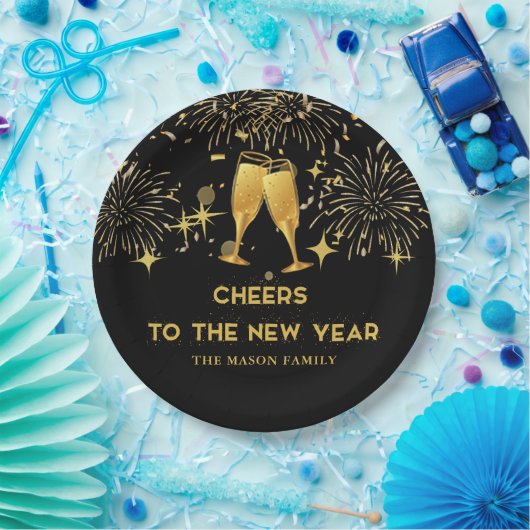 Gold Champagne juicht oudejaarsavond feest Papieren Bordje (Feest)
