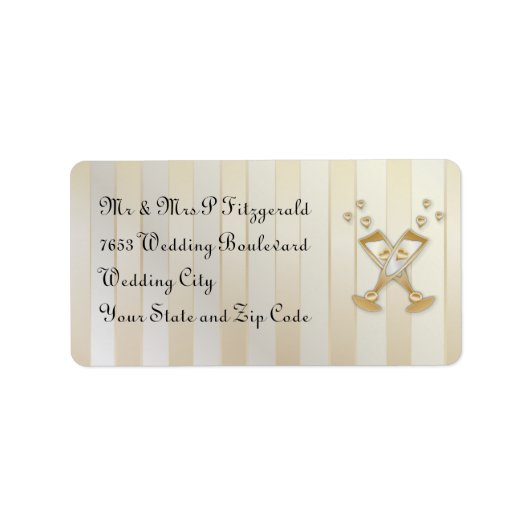 Gold Champagne Love Hearts trouwset Etiket (Voorkant)