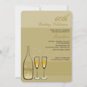 Gold Champagne Milestone Birthday Party Invite Kaart (Voorkant)