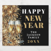 Gold Champagne New Year's Eve Party Sparkling Wijnetiket (Enkel label)