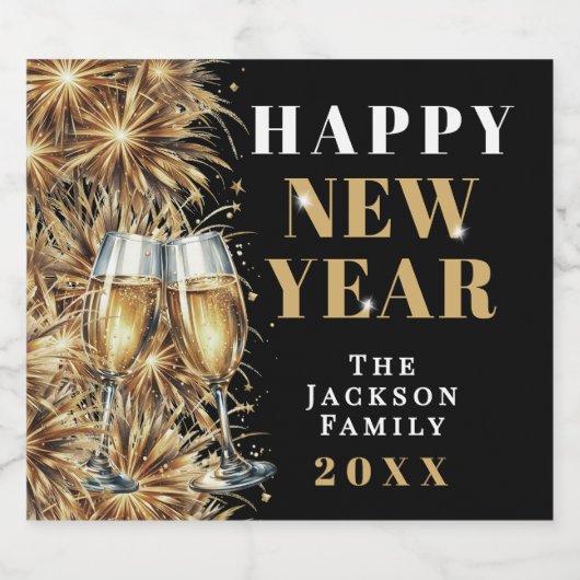 Gold Champagne New Year's Eve Party Sparkling Wijnetiket (Enkel label)