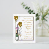 Gold Champagne Party Invitation Kaart (Staand voorkant)