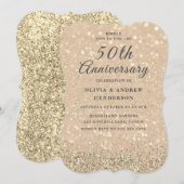 Gold Champagne Shimmer 50th Wedding Jubileum Kaart (Voorkant / Achterkant)