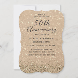 Gold Champagne Shimmer 50th Wedding Jubileum Kaart