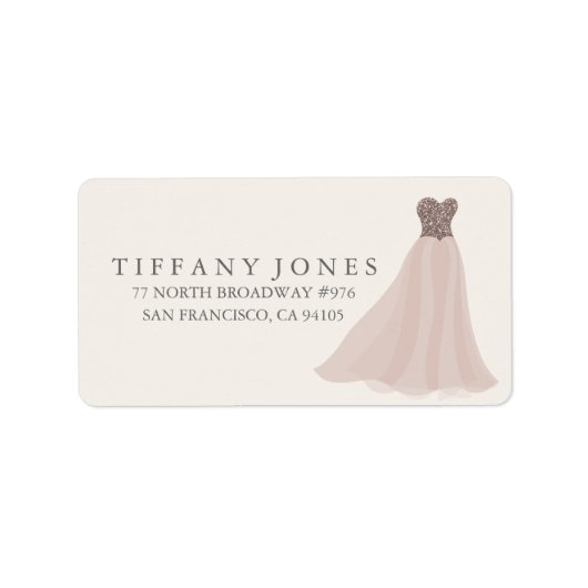 Gold Champagne Shimmer Glitter Dress Address Label (Voorkant)
