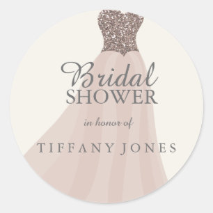 Gold Champagne Shimmer Glitter Dress Vrijgezellenf Ronde Sticker