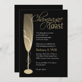 Gold Champagne Toast Invitation Kaart (Voorkant / Achterkant)