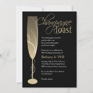 Gold Champagne Toast Invitation Kaart