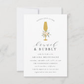 Gold Champagne Waterverf Floral Brunch & Bubble Aankondiging (Voorkant)