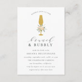 Gold Champagne Waterverf Floral Brunch & Bubble Aankondiging (Voorkant)