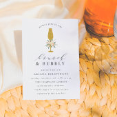 Gold Champagne Waterverf Floral Brunch & Bubble Aankondiging