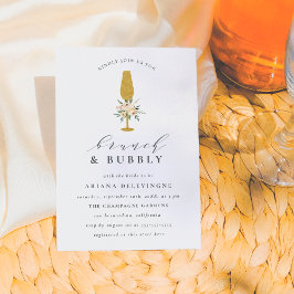 Gold Champagne Waterverf Floral Brunch & Bubble Aankondiging