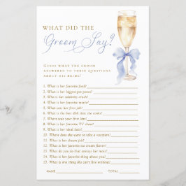 Gold Champagne What Did the Groom Say Game