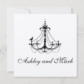 Gold Chandelier Bird Wedding Invitations Kaart (Voorkant)