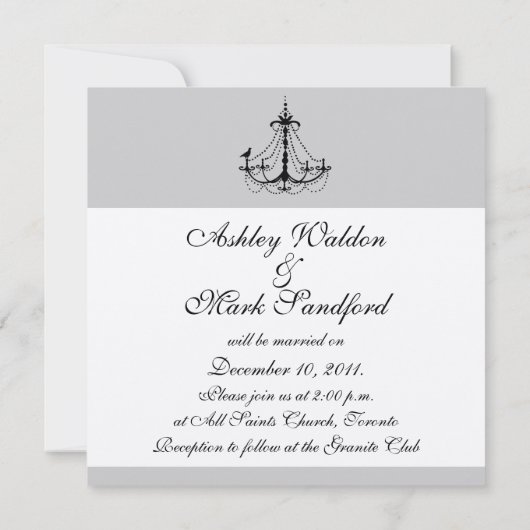 Gold Chandelier Bird Wedding Invitations Kaart (Achterkant)