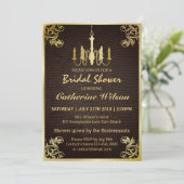  Gold Chandelier Bridal Shower Kaart (Staand voorkant)
