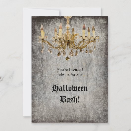 Gold Chandelier Halloween Party Kaart (Voorkant)