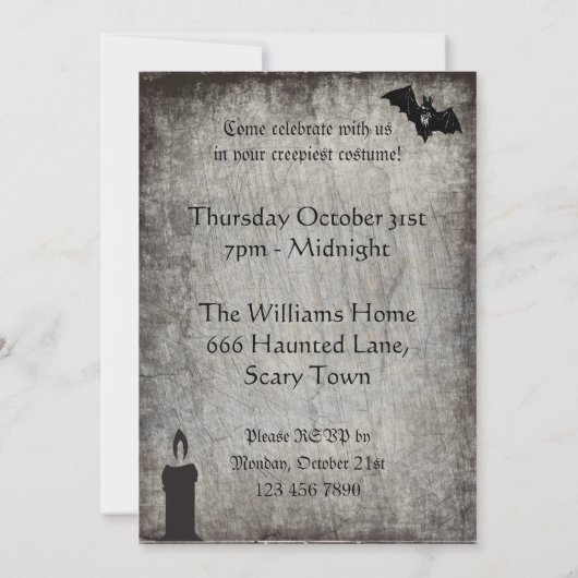 Gold Chandelier Halloween Party Kaart (Achterkant)