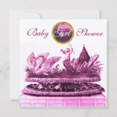 GOLD CHARIOT VAN ZWANEN/CUPCAKES GIRL BABY SHOWER KAART (Voorkant)