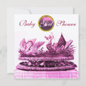 GOLD CHARIOT VAN ZWANEN/CUPCAKES GIRL BABY SHOWER KAART (Voorkant)