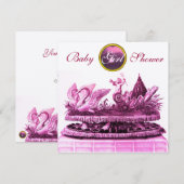 GOLD CHARIOT VAN ZWANEN/CUPCAKES GIRL BABY SHOWER KAART (Voorkant / Achterkant)