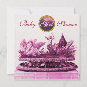 GOLD CHARIOT VAN ZWANEN/CUPCAKES GIRL BABY SHOWER KAART