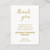 Gold Charity Donate Dank je bruiloft Plaatskaartje (Voorkant)