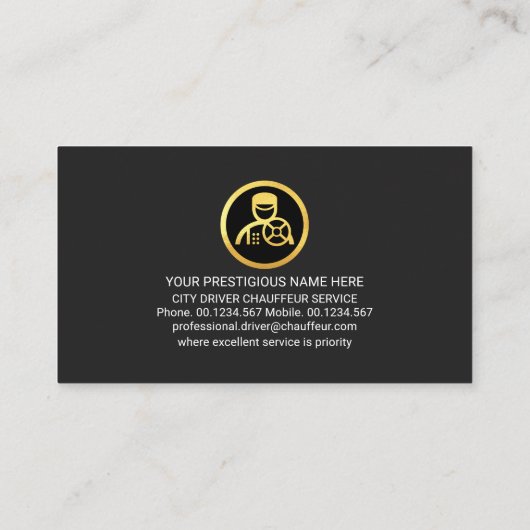 Gold Chauffeur Driver Border Visitekaartje (Achterkant)