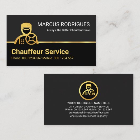 Gold Chauffeur Driver Border Visitekaartje (Voorkant / Achterkant)