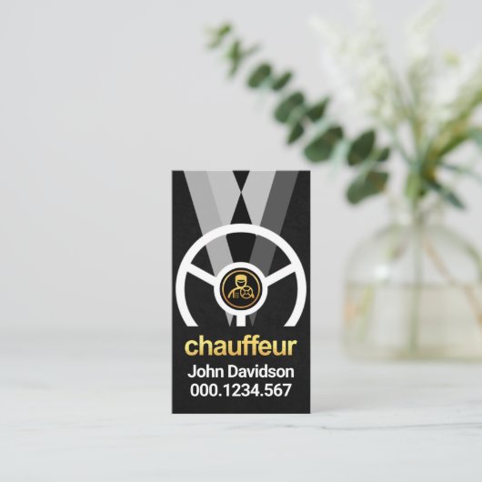 Gold Chauffeur Driver Service Visitekaartje (Staand voorkant)