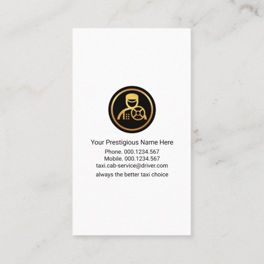 Gold Chauffeur Driver Service Visitekaartje (Achterkant)