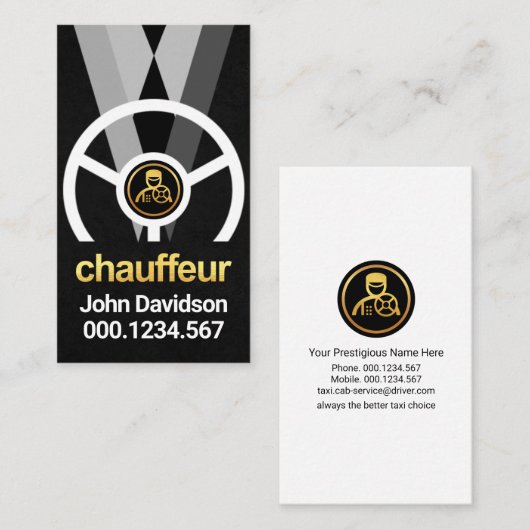 Gold Chauffeur Driver Service Visitekaartje (Voorkant / Achterkant)