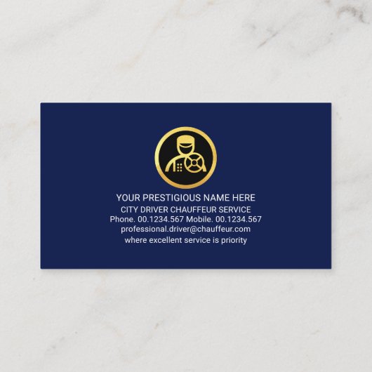 Gold Chauffeur Driver Taxi Line Visitekaartje (Achterkant)