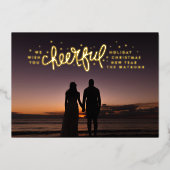 Gold Cheerful Stars PHOTO-kerstgroet Folie Feestdagenkaart (Voorkant)