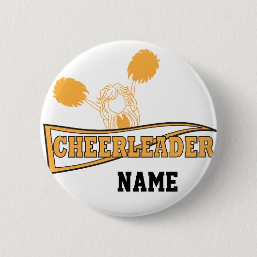 Gold Cheerleader Girl | Personaliseren Ronde Button 5,7 Cm (Voorkant)
