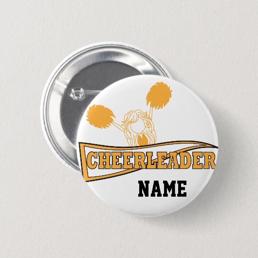 Gold Cheerleader Girl | Personaliseren Ronde Button 5,7 Cm (Voorkant /achterkant)