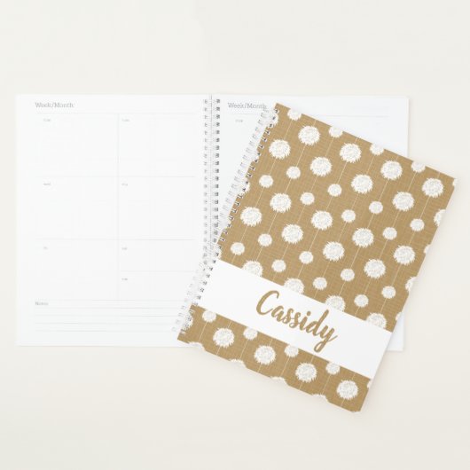 Gold Cheerleader Pom Pom Pattern Planner (Display)