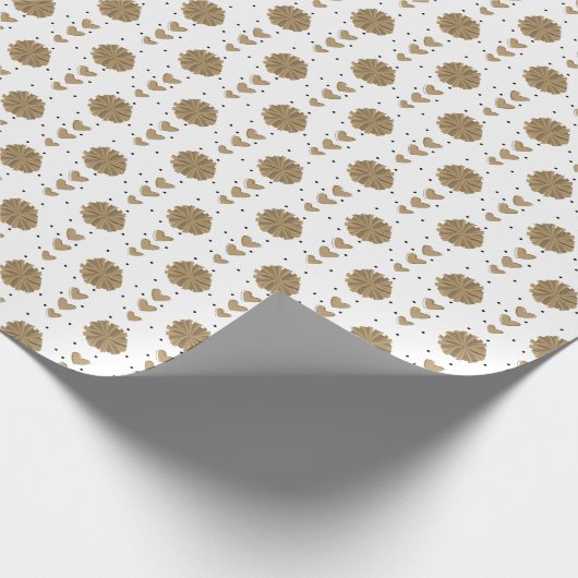 Gold Cheerleader Pom Poms & Hearts Pattern Cadeaupapier (Hoek)