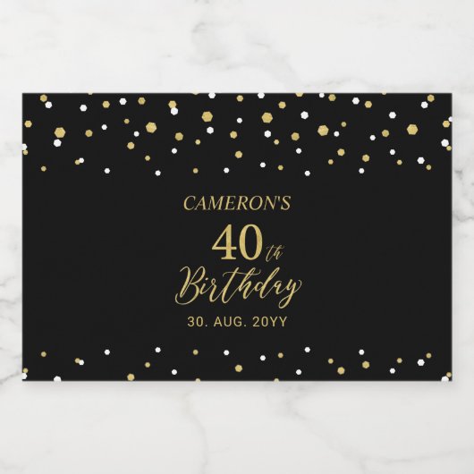 Gold Cheers 40 jaar, 40ste verjaardagsfeestje Sparkling Wijnetiket (Enkel label)