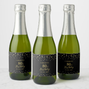 Gold Cheers 80 jaar, 80ste verjaardagsfeestje Sparkling Wijnetiket