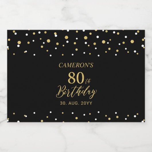 Gold Cheers 80 jaar, 80ste verjaardagsfeestje Sparkling Wijnetiket (Enkel label)