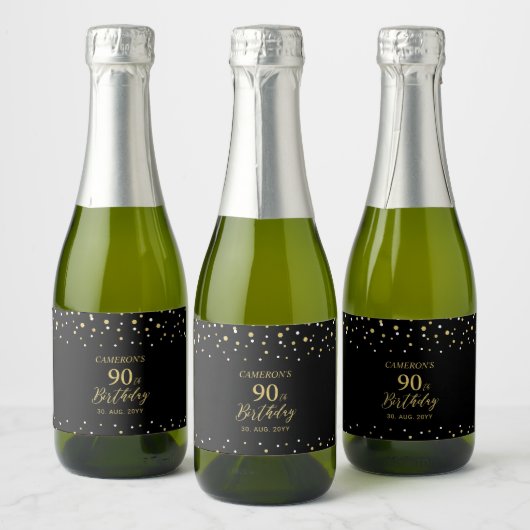 Gold Cheers 90 jaar, 90ste verjaardagsfeestje Sparkling Wijnetiket (Flessen)
