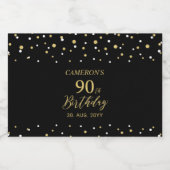 Gold Cheers 90 jaar, 90ste verjaardagsfeestje Sparkling Wijnetiket (Enkel label)