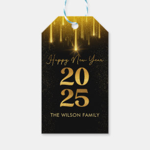 Gold Cheers Nieuwjaar Familie Vakantie Gift Labels Cadeaulabel