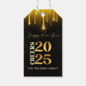 Gold Cheers Nieuwjaarsfeest 2025 cadeau Labels Cadeaulabel (Voorkant)