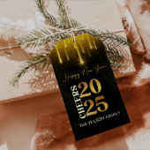 Gold Cheers Nieuwjaarsfeest 2025 cadeau Labels Cadeaulabel