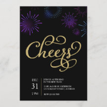 Gold Cheers Script en Blue Paars Fireworks