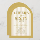 Gold Cheers to 60 Years 60th Birthday Kaart (Voorkant / Achterkant)